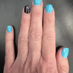 Nails to match my daughter's cheerleading colors