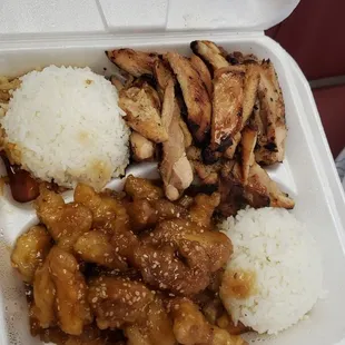 Chicken teriyaki combo with sesame chicken