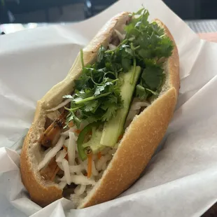 Banh mi sandwich with chicken