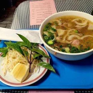 Beef Pho, comes with the works on the side!
