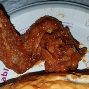 Wings had some kind of sweet sauce
