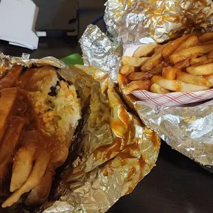 a sandwich and french fries