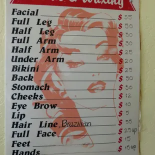 Waxing prices