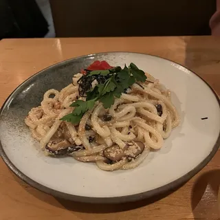 Mentai mushroom trio udon(stir fried noodle)