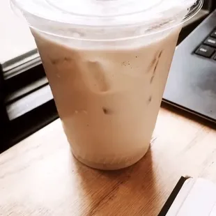 Iced vanilla latte (my favorite) nutty, sweet, and very tasty!