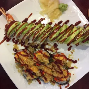 Sunset roll and green lady roll