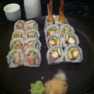 Spicy yellow tail and crunchy shrimp rolls. My favorites!