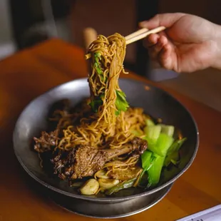 Baked Duck Wings with Egg Noodles