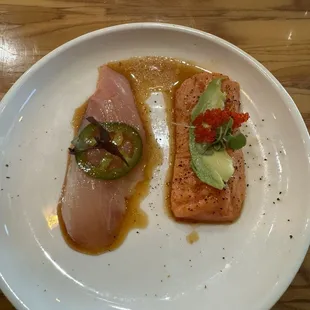 Kanpachi Amberjack and Seared King Salmon