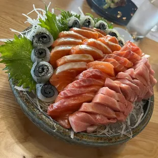 Ora king salmon, o toro , squid