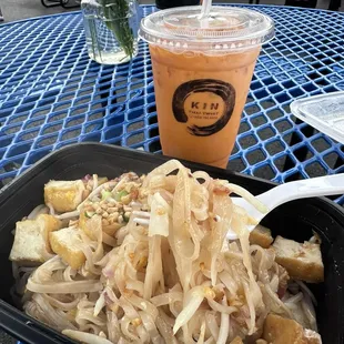 Pad Thai Tofu and Thai Iced Tea