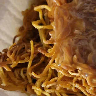 Cake noodle with not enough gravy