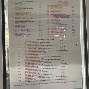 Menu as of 1/21/22