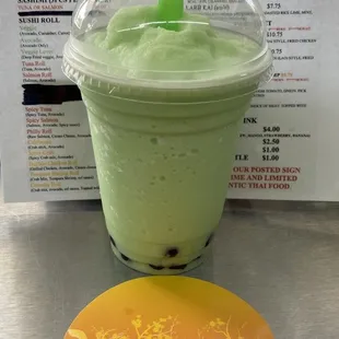 Boba drink: Honey dew favor.