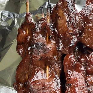 Meatsicles: BBQ pork skewers