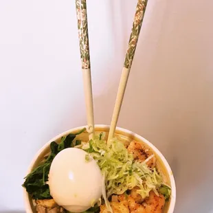 vegan Miso Vegan Spicy with an added egg and deluxe toppings