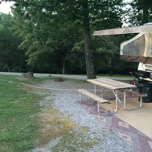 Shows water hose (full 50' away).