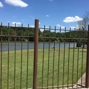 The grassy area... just outside of the entry gate