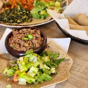 two plates of food on a table
