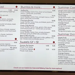 Menu as of 5/14/22