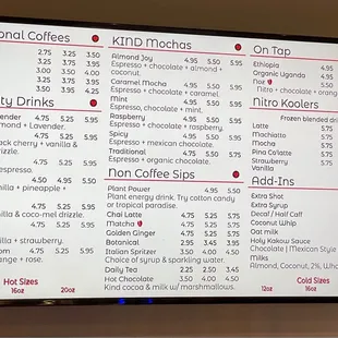 Menu as of 5/14/22