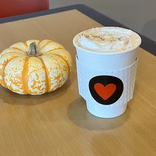 Pumpkin spice w/ coconut whip topping