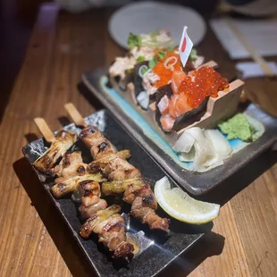 Left - chicken thigh skewers (3.5/5)  Right - 3 set special (2/5)