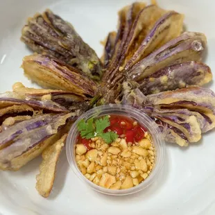 Fairy Tale Tempura served with house's style peanut sauce.