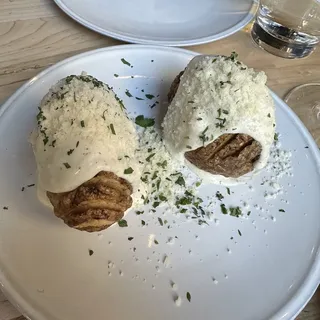 Beef Fat Glazed Hasselback Potato