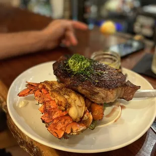 Ribeye with lobster tail (on special)