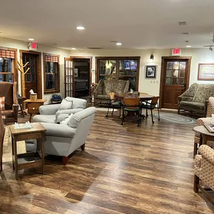 a living room and dining area