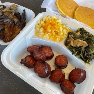 Smoked Sausage Plate and Smoked Grilled Wings