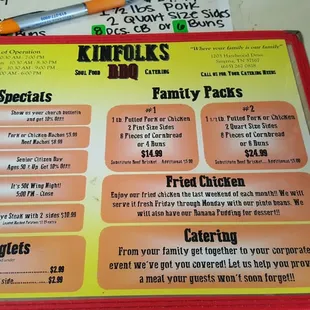 menu