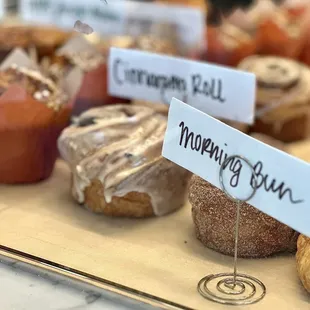 a variety of doughnuts on display