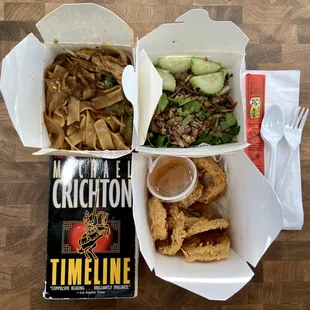 drunk man noodles, beef laab, calamari