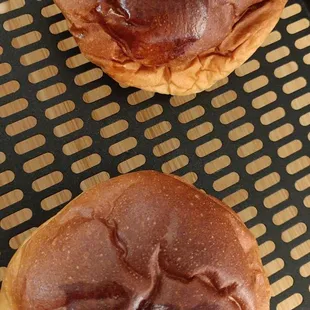 Extra BBQ buns reheated/air fried at home  the next day for a crunchier outer layer and just as tasty inner.