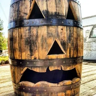 Halloween whiskey barrel
