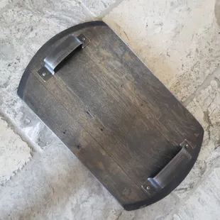 Barrel head platter with handles