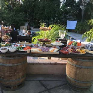 King barrel wine barrels and table top for our appetizer station