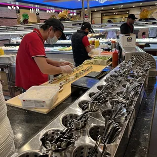 Sushi making area and silverware