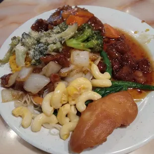 Lunch selections from the buffet.