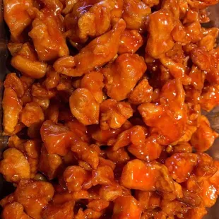 a close up of a bowl of chicken