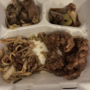 General Tso's Chicken Pork Lo Mein Mushroom Pork