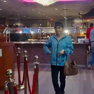 My wife looking down the restaurant