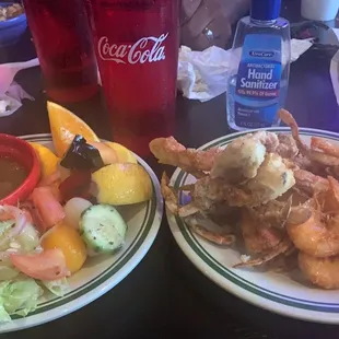 Fried Crabs &amp; Shrimps!! A little Gumbo,with fruits&amp;salads! Delicious Food!