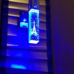 Beautiful lighting above each booth.