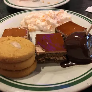 Tons of desserts, fruit salad and a chocolate fondue fountain, ice cream machine.