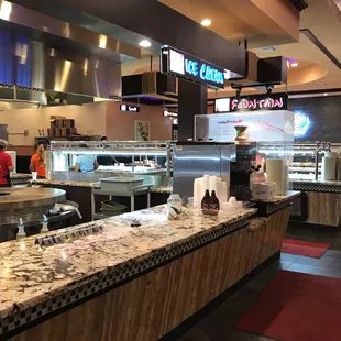 There are many bars of different foods!