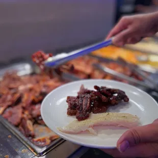 a plate of food being served