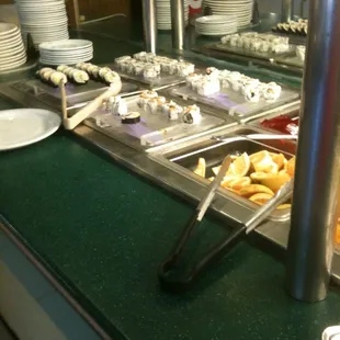 a variety of food items on a counter